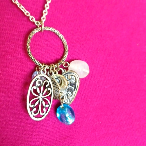 Charm and bead Necklace, silver-tone,  18"-20" CHAIN length - Picture 1 of 3